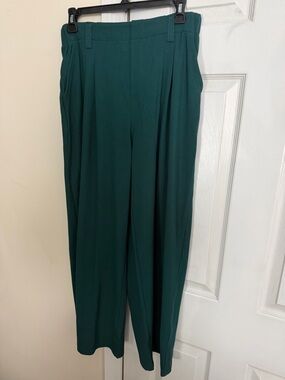 HALARA Teal Green High-Waist Pleated waffle pants